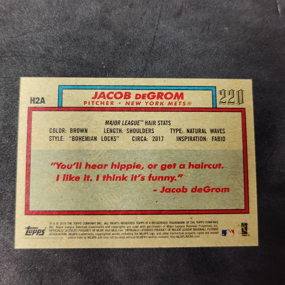 2018 Jacob deGrom Topps Bryce Harper 220 Best Hair #H-2 SP Black #20/25 - Image 2 of 2
