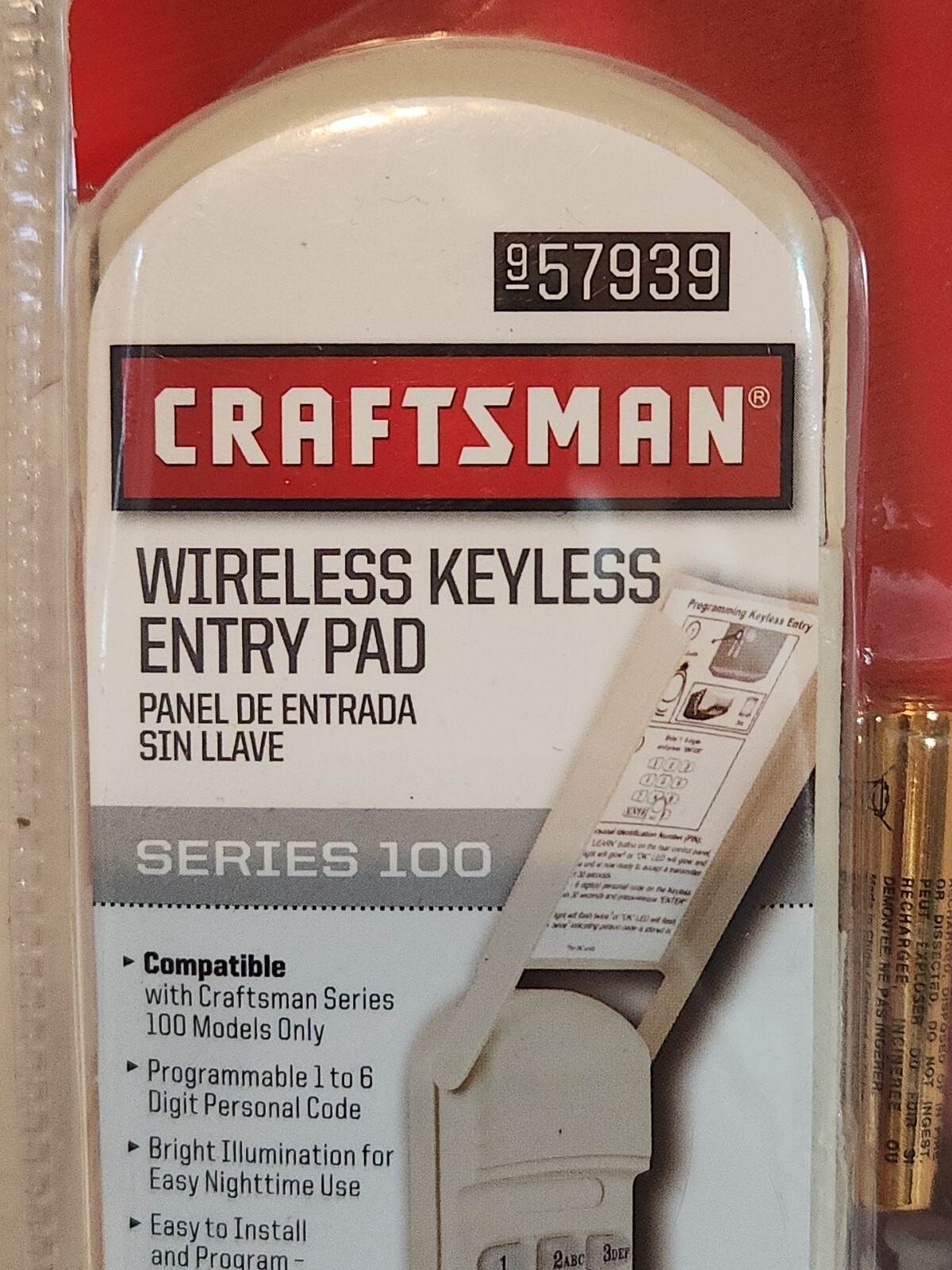 NEW! Craftsman 57939 Wireless Keyless Entry Pad Garage Door "Series 100