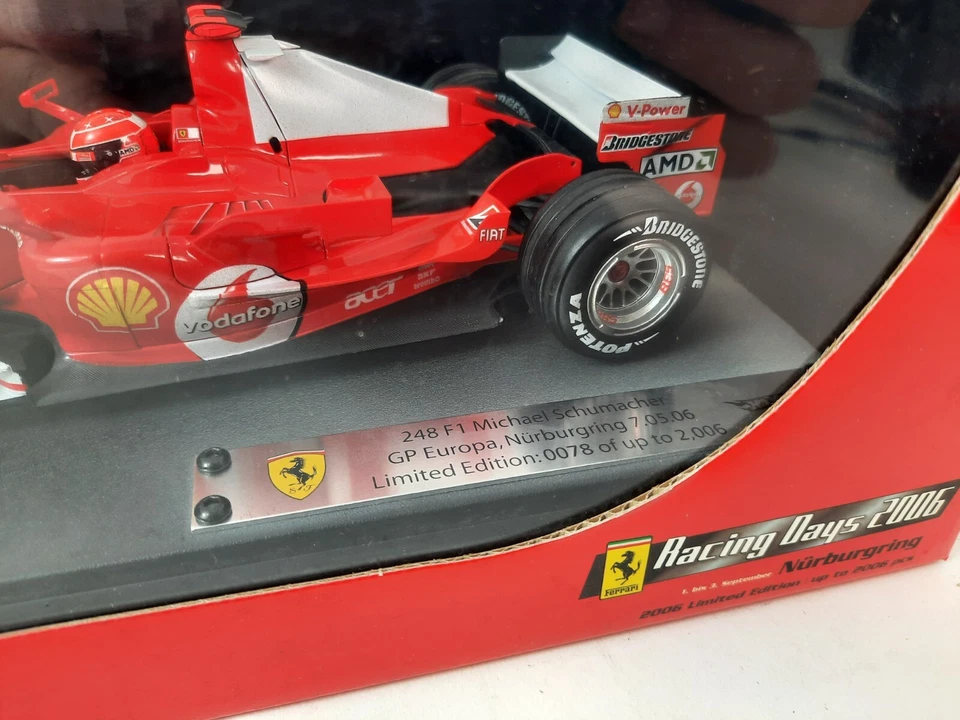 Hot Wheels Ferrari 248 F1 Michael Schumacher 2006 RACING DAYS 1/18 - Immagine 2 di 4