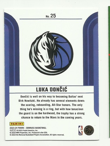 2023-24 Donruss Basketball Franchise Features Card #25 Luka Doncic - Picture 2 of 2