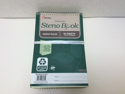 SKILCRAFT 100% Recycled Steno Books, 6x9 In, 80 Sheets/Pad 6/Pads, Free Shipping