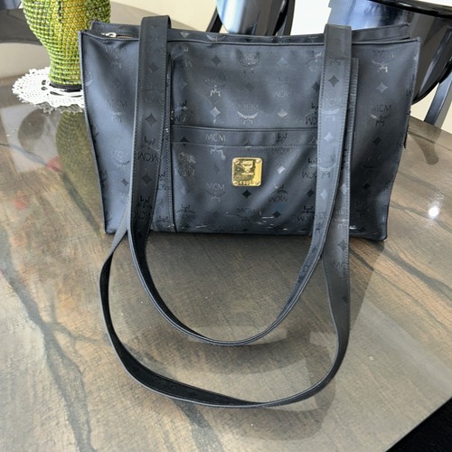Authentic Large Double Strapped Shoulder Ladies Bag In Black By MCM. - Picture 2 of 8