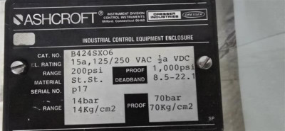 Ashcroft B424SX06  Pressure Control System 200PSI -35