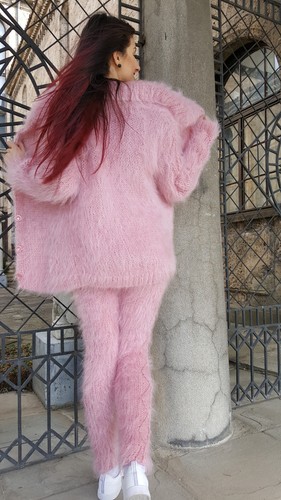 New Hand Knitted Mohair SET Vest Pants and Top Fluffy Unisex Thick Fuzzy S -L - Picture 6 of 12