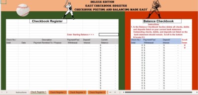 Checkbook Register Excel Spreadsheet, For PC or Android + FREE Budget Template