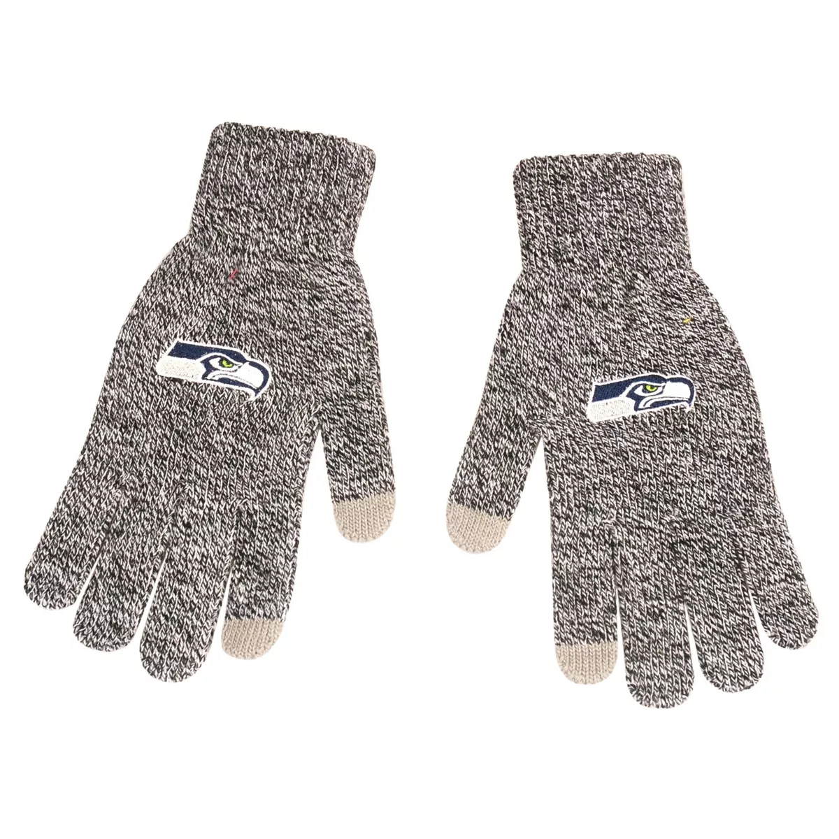 Seattle Seahawks Gloves Knit Utility Winter Sport Logo TEXTING FINGER TIP Gray