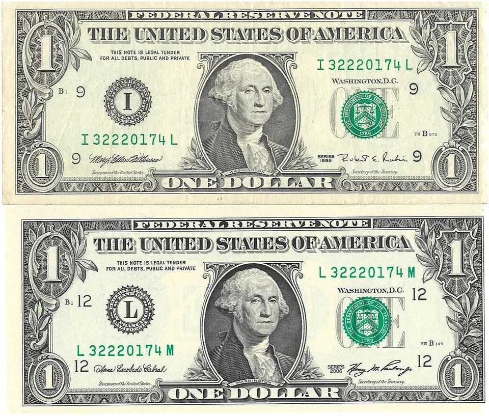 Matching Serial Number Fancy Federal Number Note One Dollar Reserve Note - Image 2 of 4