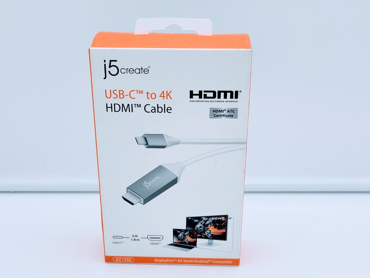 J5 Create USB-C to 4K HDMI Cable {MacBook/ iPad/ iPhone Pro to TV} Display  Port