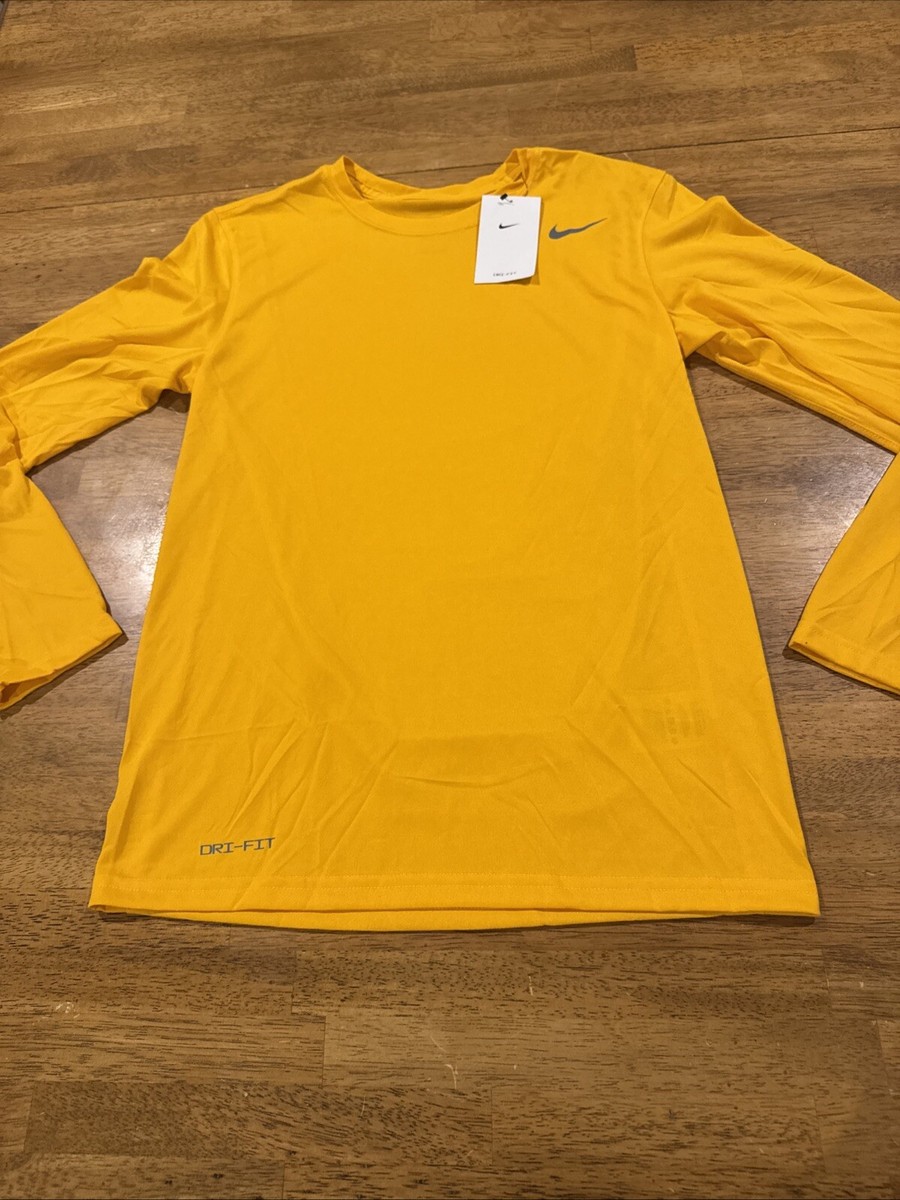 Nike Mens Dri-Fit Legend LS Small Training Shirt Yellow 727980 727