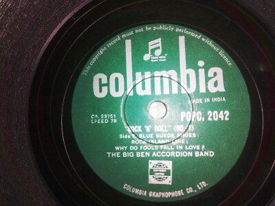 The Big Ben Accordion Band Rock N Roll Columbia Rare 78 Rpm Record India VG+