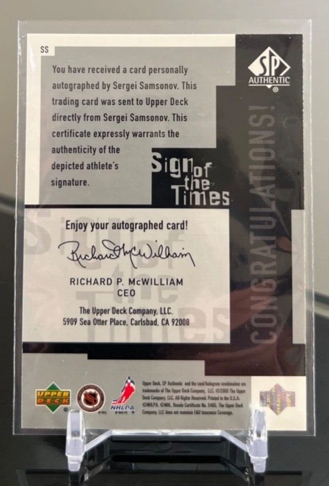 1999-00 SP Authentic Sign of the Times #SS Sergei Samsonov - Image 2 of 2