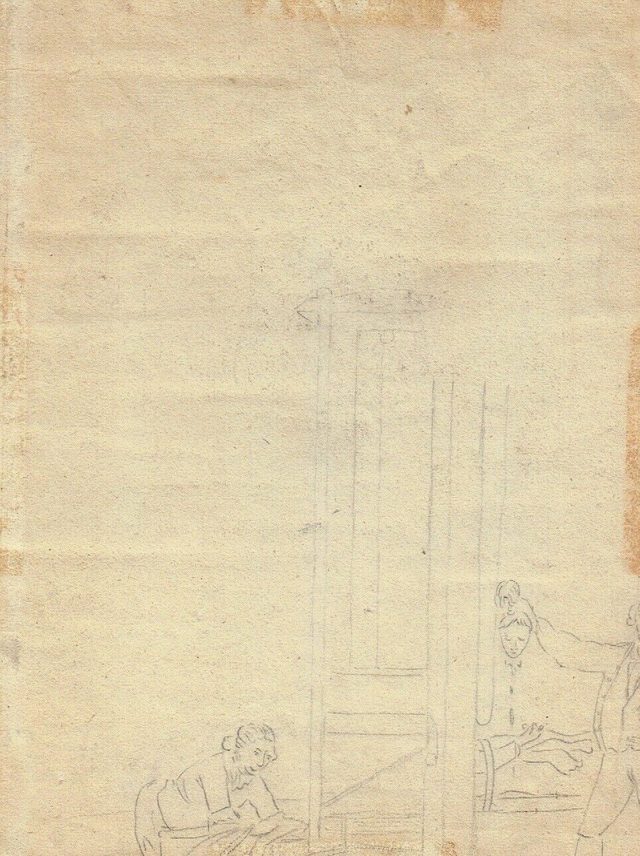C16/54-DESSIN ORIGINAL-GUILLOTINE-[MARIE ANTOINETTE]-C.H.SANSON LE