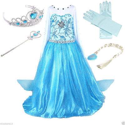 Set Completo Anna Ed Elsa Costume Anna Frozen Ragazza - Vestito Principessa Completo Con Mantello E Corona Costume Carnevale Frozen - Foto 7
