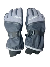 Andake Ski Gloves Zipper Top 100% Polyester Warm Gloves Black/Gray Size M/L