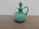 Fenton Iridescent Teal Point Hobnail Cruet