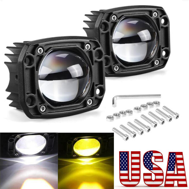 Led Off Road Lights 2-Pack 3 Inch LED Work Light Pods - Flush Mount, Yellow/ White Beam, Off-Road & Fog Lights 2500 Lumen Light Pod Pair - Foto 7
