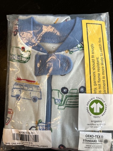 NWT Hanna Andersson Baby Boy Trucks Footless Pajamas One Jumpsuit Boho Wild 0-3m - Picture 3 of 3