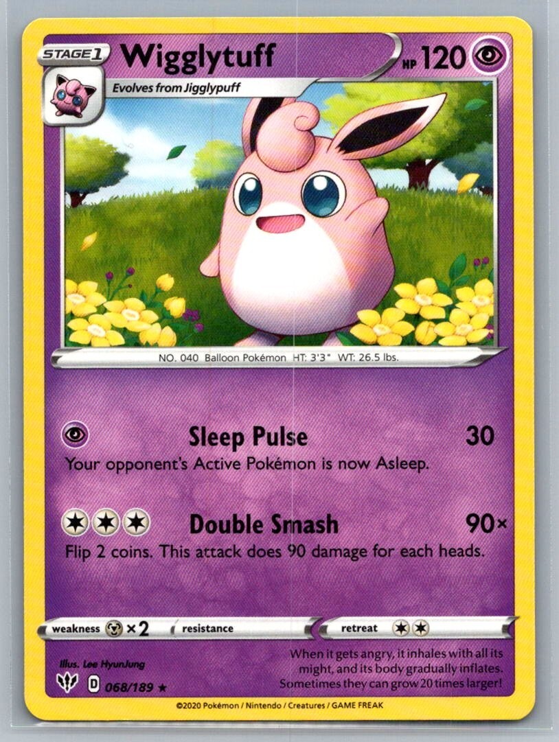 Wigglytuff 68/189 Darkness Ablaze Rare Pokémon TCG 2020