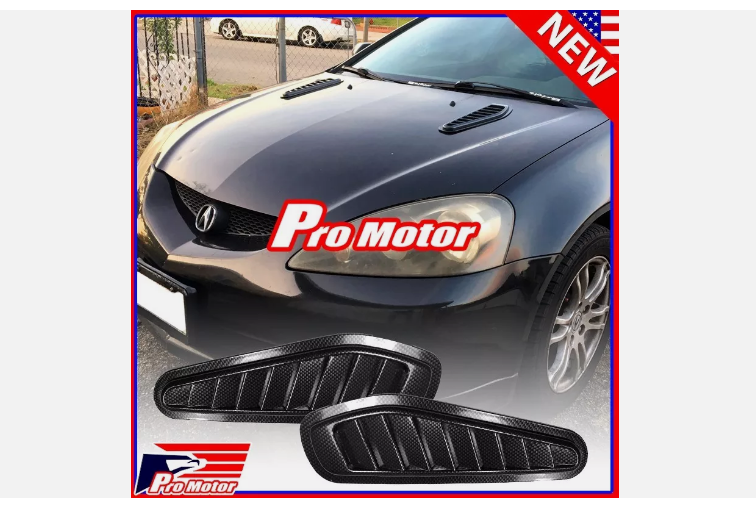 Print Carbon Fiber Fake Decorative Hood Intake Scoop Grille Air Flow Vent