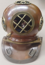 1 Taucherhelm großer  schwerer Kupfer  Messing Helm Tauchglocke Antik Deko 