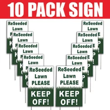 Pack Of 10 Reseeded Lawn Please Keep Off Coroplast Plastic Sign With Free Stakes