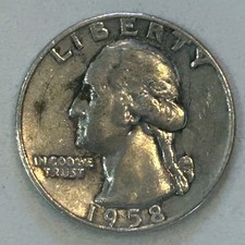 1958 D QUARTER 90% SILVER 25 CENTS DENVER MINT UNITED STATES OF AMERICA USA 25¢