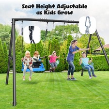 600lbs Heavy Duty Metal Swing Set Kids Adult Outdoor Playset with 3 Swings Frame