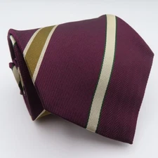 Lanvin Tie Silk Red White Gold Striped 3.5" Wide 56" Long Italy