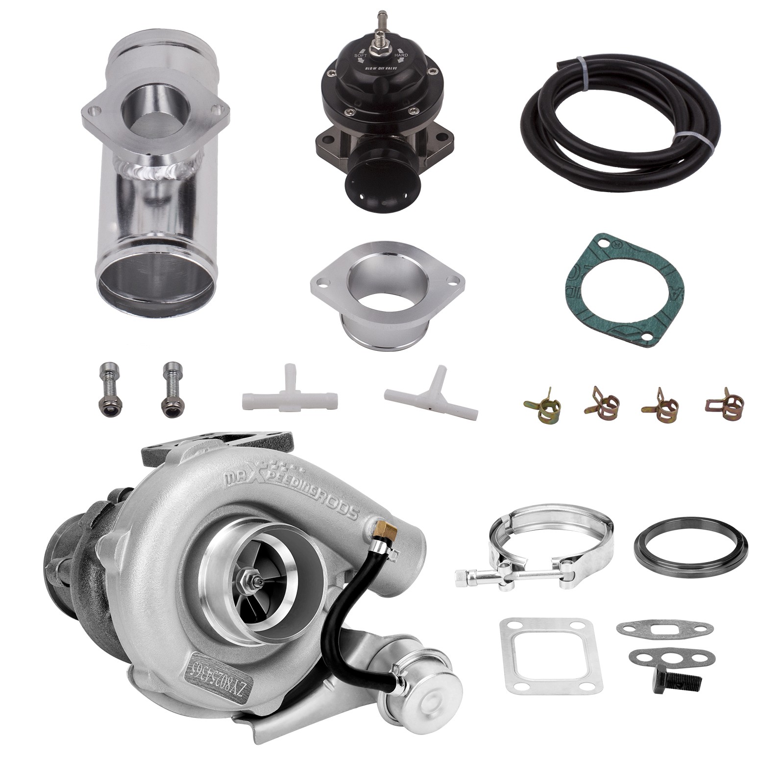 T3 T04E UNIVERSAL TURBO V-BAND FLANGE A/R.63 WITH Up to 420 HP+Blow Off Valve - Image 2