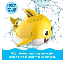 Baby Shark Floating Waterproof Bluetooth Speaker LED LIGHT Nickelodeon Pool Bath