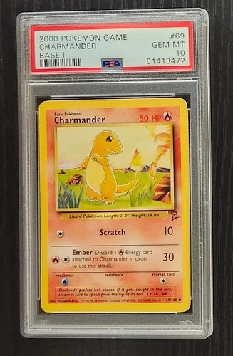 2000 Pokemon Base Set 2 Charmander Card # 69/130 PSA 10 Gem Mint Base II