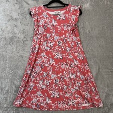 Loft Red White Paisley Floral Flutter Cap Sleeve Mini Dress XS