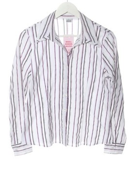CREATION LEARDINI Langarmhemd Damen Hemd Gr. DE 38 weiß-lila-schwarz Casual-Look