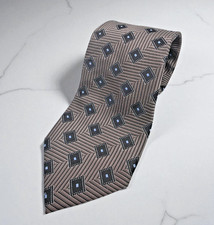 D.C. by Daniel Craig Mens Neck Tie Long 100 Silk Black/Brown Geometric Pattern