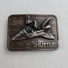 VTG Space Shuttle Belt Buckle NASA 1980 Rectangle Brown Raised 3D The Buckle COL
