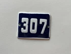 Vintage Enamel Porcelain Locker Number 307 Door Sign