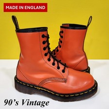   Dr. Martens Doc England MIE Rare 90's Vintage Orange 1460 Boots UK4 US6  