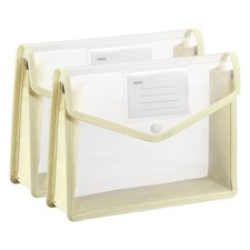 2 Pack B5 Plastic File Folders with Snap Closure, Khaki, Horizontal