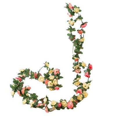 2 5 Meter Kunstblumengirlande mit lebensechten Rosen f��r Eventdeko