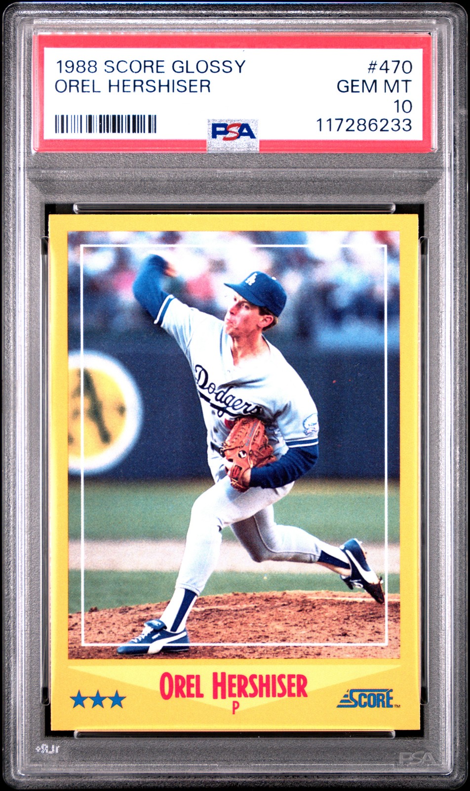 1988 SCORE GLOSSY #470 OREL HERSHISER PSA 10
