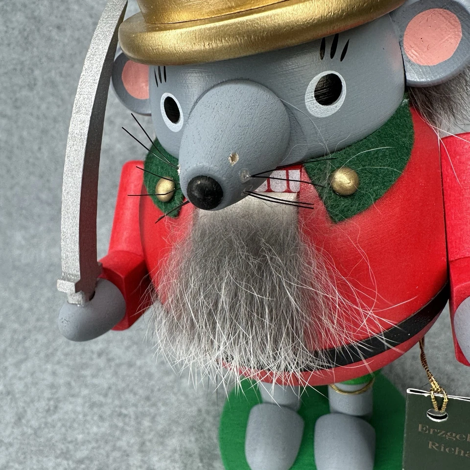 Erzgebirge - Quebra-Nozes Richard Glasser 7,5” Rei Rato com Espada Madeira Natal - Imagem 4 de 4