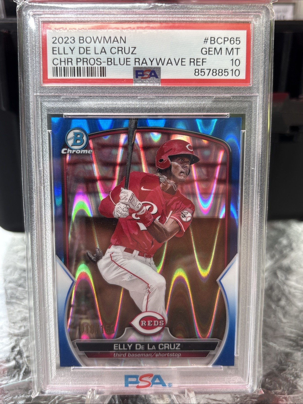 2023 Bowman Elly De La Cruz Chrome Prospect Blue RayWave/150 PSA 10 Low Pop
