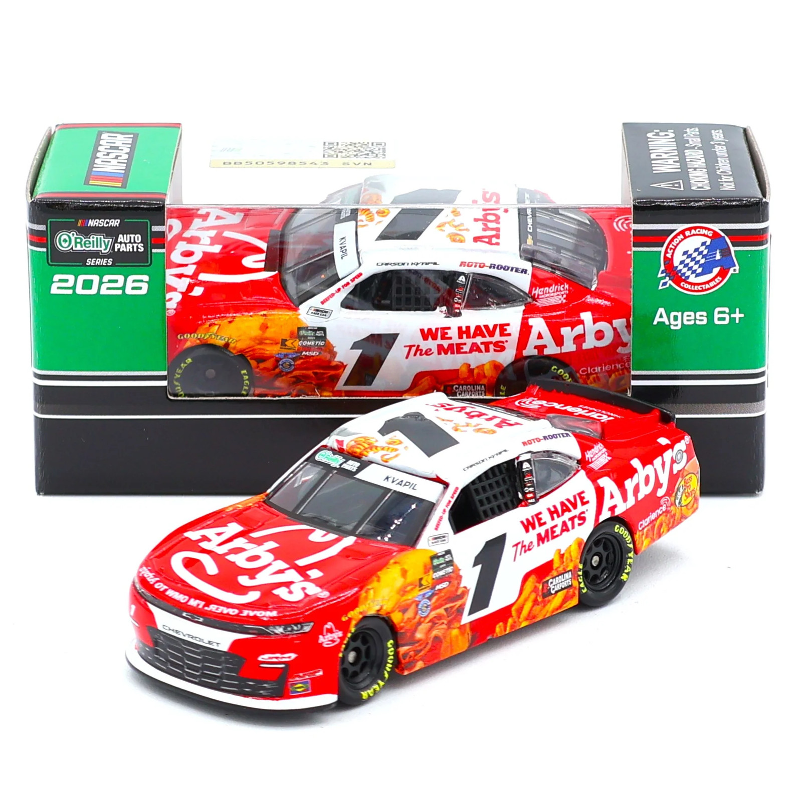 Carson Kvapil 2026 Arby's 1:64 Nascar Diecast