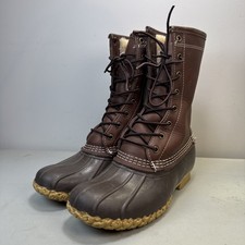 LL Bean Bean Boots Shearling Lined Leather Duck Brown Boots Womens Size 7M