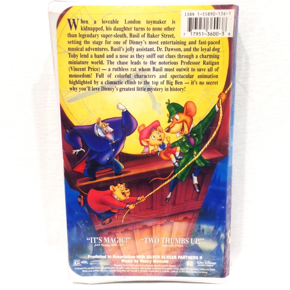 Walt Disney Classic Black Diamond The Great Mouse Detective VHS Tape New Sealed - Image 3 of 4