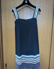 Chanel Women's Sleeveless Dress Black Stripe Size 38 Pre-Owned