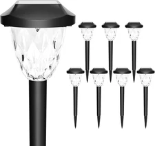 GIGALUMI 8 Pack Solar Lights Outdoor, Solar Pathway Lights with Great Pattern, W