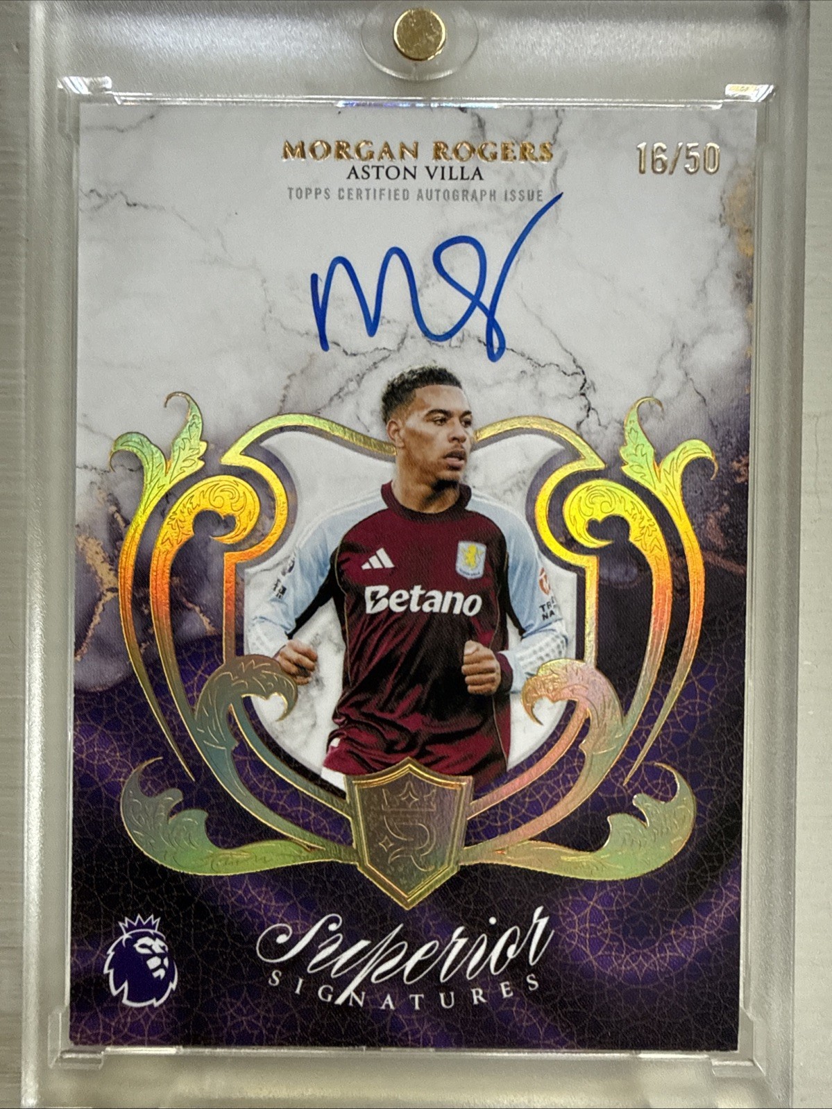 MORGAN ROGERS 2025-26 TOPPS ROYALTY PL SUPERIOR SIGNATURES GOLD AUTO /50 On-Card