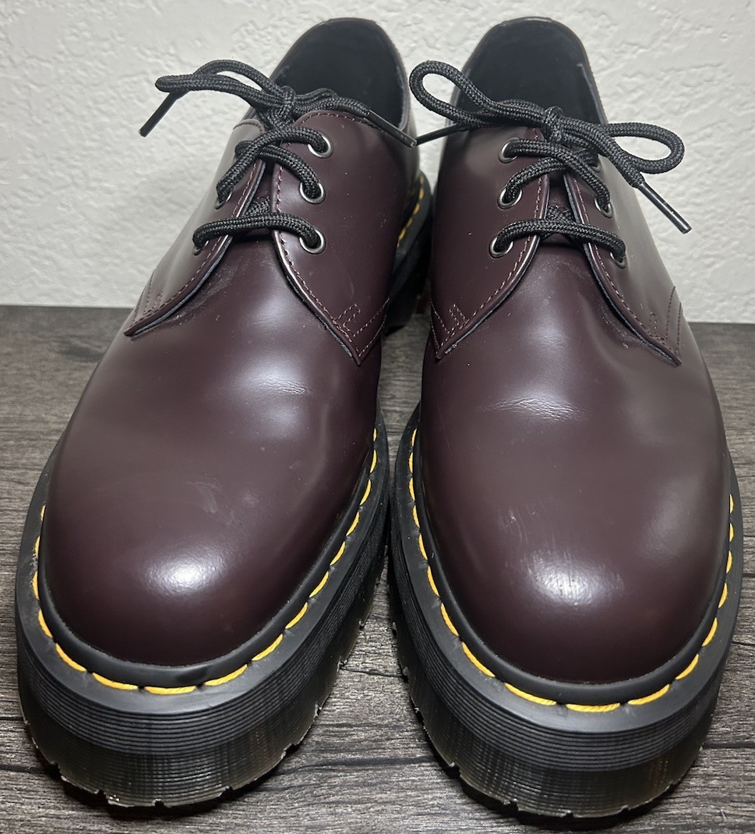Dr. Martens 1461 QUAD Burgundy Leather Platform Shoes Men’s 11 image 2