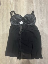 Ann Summers Black  Silver Babydoll Size 8 - FREE POST